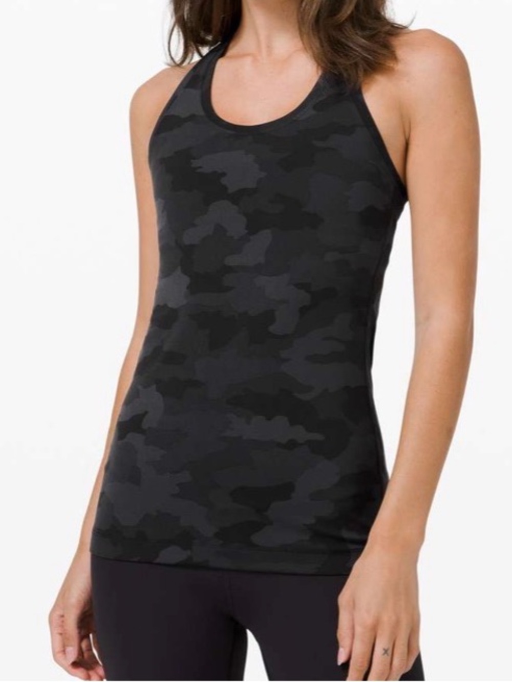 lululemon athletica  Cool Racerback in charcoal/ dark camouflage size 8